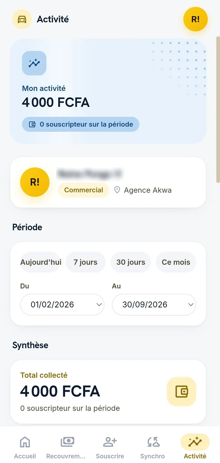 Field app: a sales agent's activity