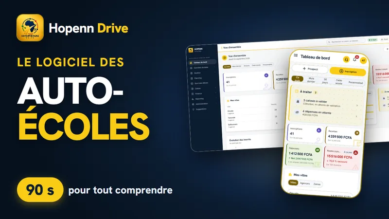 Hopenn Drive, software for driving schools: dashboard on computer and on phone